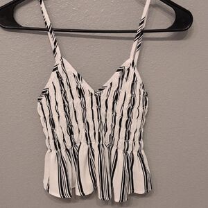 Black and White Striped Women's Top